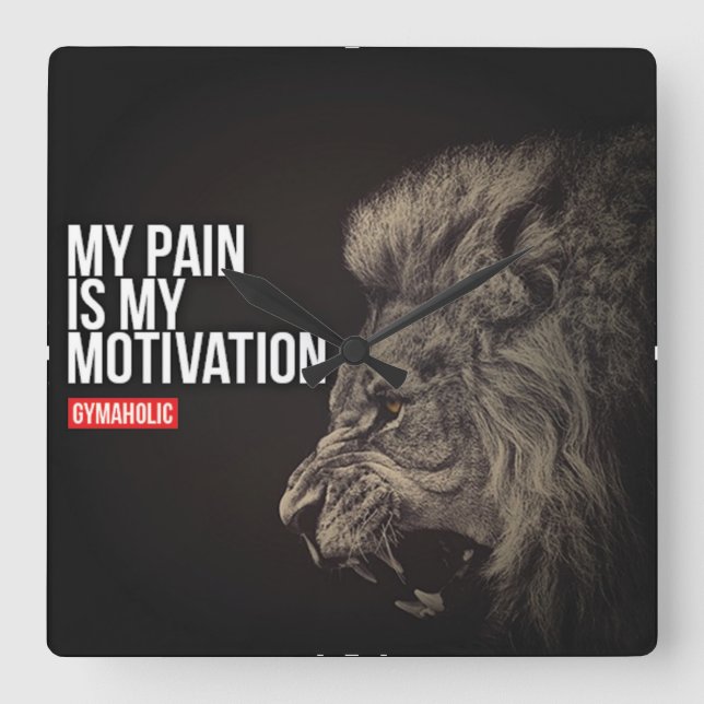 Bodybuilding Gym Motivation Fyrkantig Klocka (Framsida)