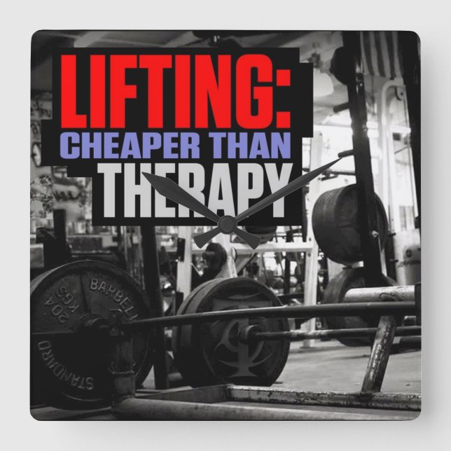 Bodybuilding Gym Workout Motivational Fyrkantig Klocka (Framsida)