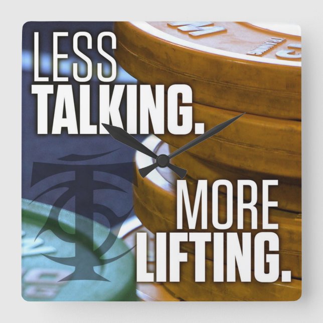 Bodybuilding Gym Workout Motivational Fyrkantig Klocka (Framsida)