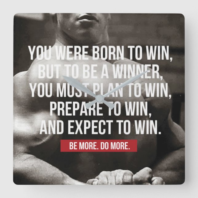 Bodybuilding-inspiration - Born to Win - Workout Fyrkantig Klocka (Framsida)