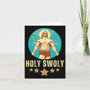 Bodybuilding Jesus Fitness Heliga Swoly Funny Gym Kort