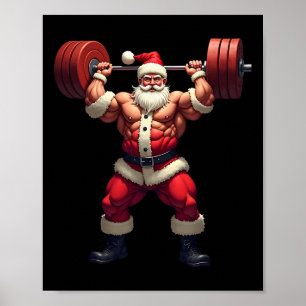 Bodybuilding jultomten kroppsbyggare jul gym poster