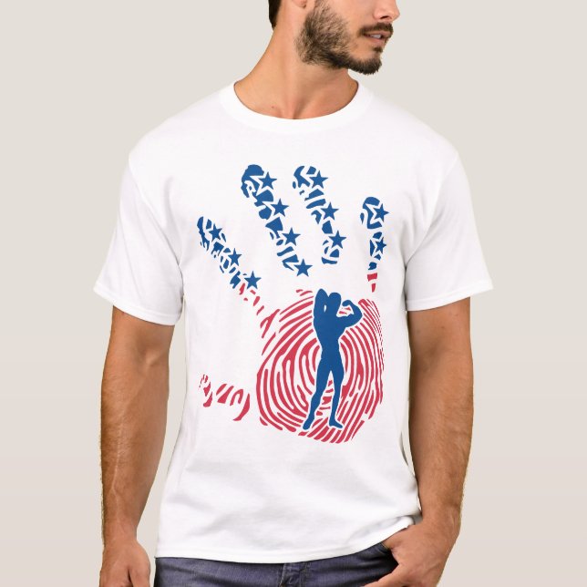 bodybuilding_musculation_main_ americaine_drapeau_ t shirt (Framsida)