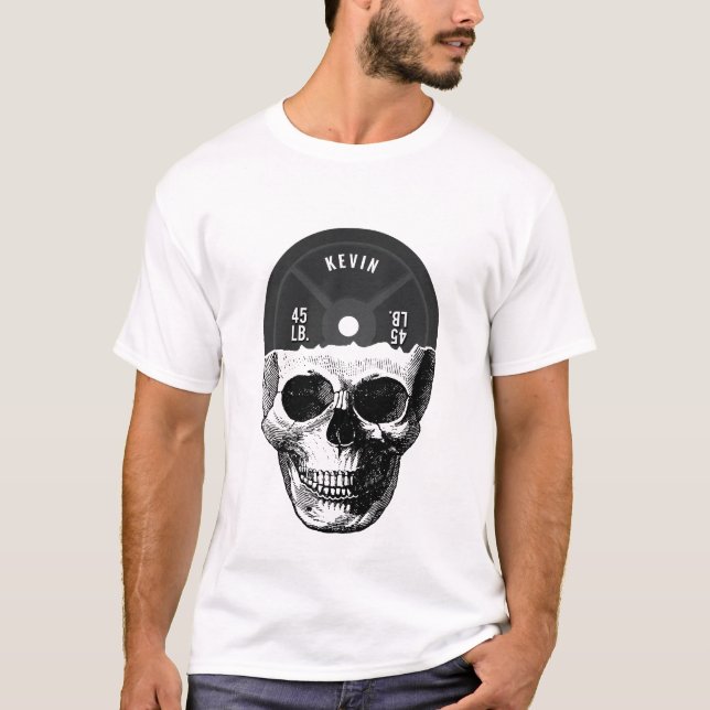 Bodybuilding of Weight Platt Skullträning T Shirt (Framsida)