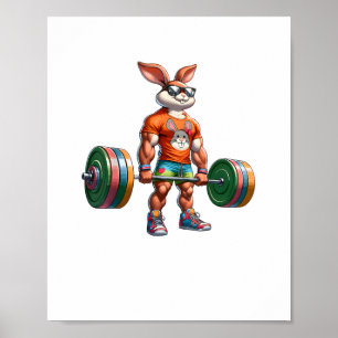 Bodybuilding-Påskhare Powerlift Deadlife Gym Poster