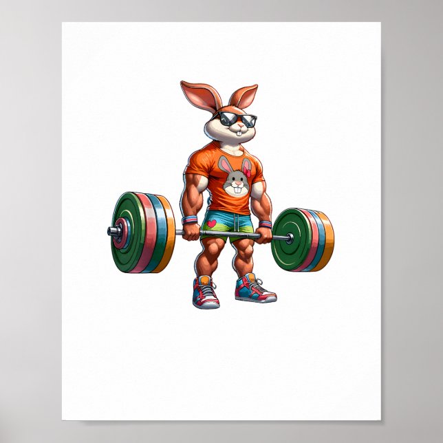 Bodybuilding-Påskhare Powerlift Deadlife Gym Poster (Framsidan)