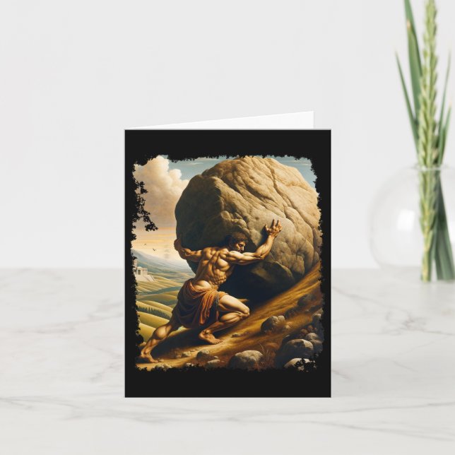 Bodybuilding Sisyphus Endurance Clic Art Grek Myt Kort (Framsida)
