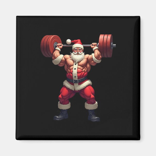 Bodybuilding Tomte Kroppbyggare Jul Gym Magnet (Framsidan)