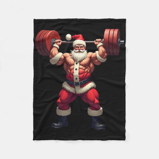 Bodybuilding Tomte Kroppstbuildare Jul Gym Fleecefilt (Framsidan)