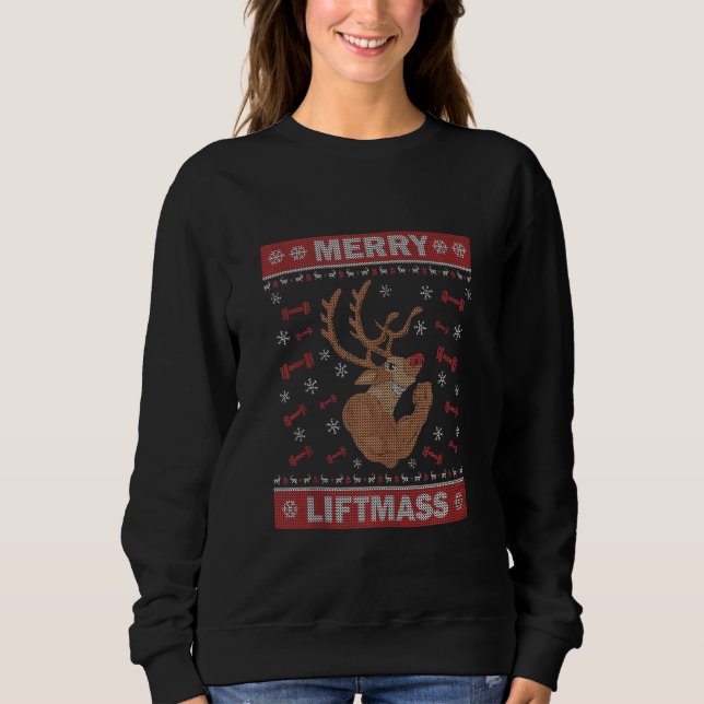 Bodybuilding Ugly Julafton Sweater Gym Workout Mer T Shirt (Framsida)