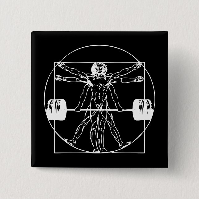 Bodybuilding - Vitruvian Barbell Man Knapp (Framsida)