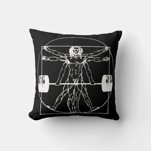 Bodybuilding - Vitruvian Barbell Man Kudde (Framsida)
