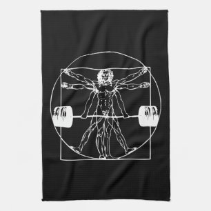 Bodybuilding - Vitruvian skivstångman Kökshandduk