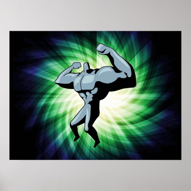 Bodybyggare; grönt poster (Framsidan)