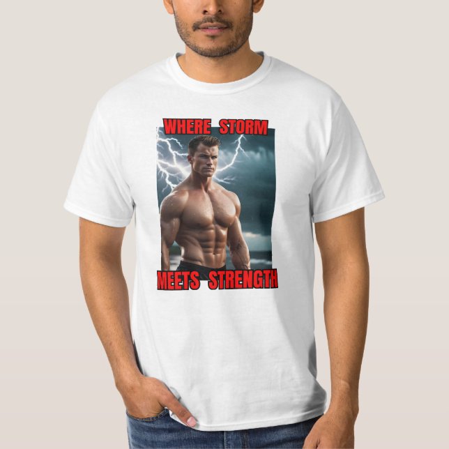 Bodybyggare och storm t shirt (Framsida)