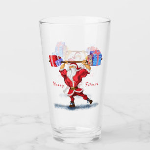 Bodybyggder Santa Funny julglass Glaskopp