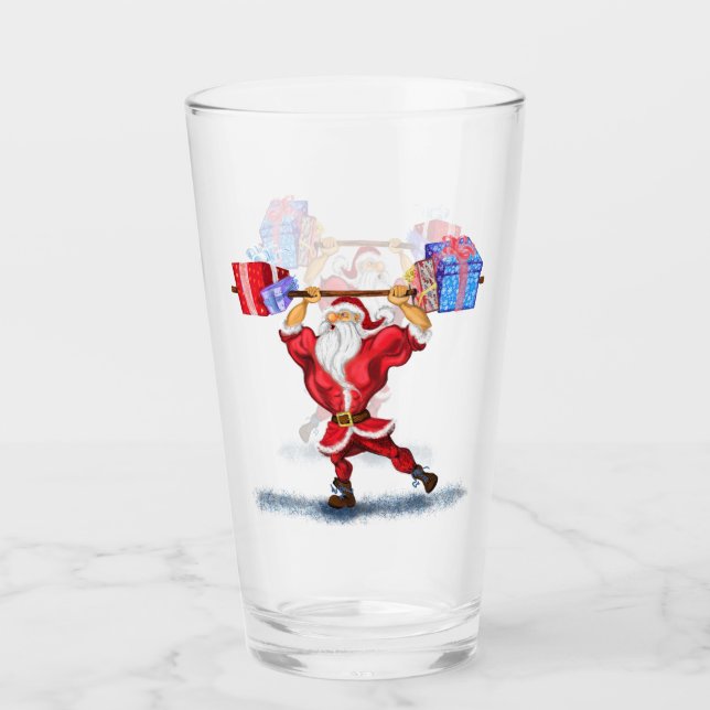 Bodybyggder Santa Funny julglass Glaskopp (Framsida)