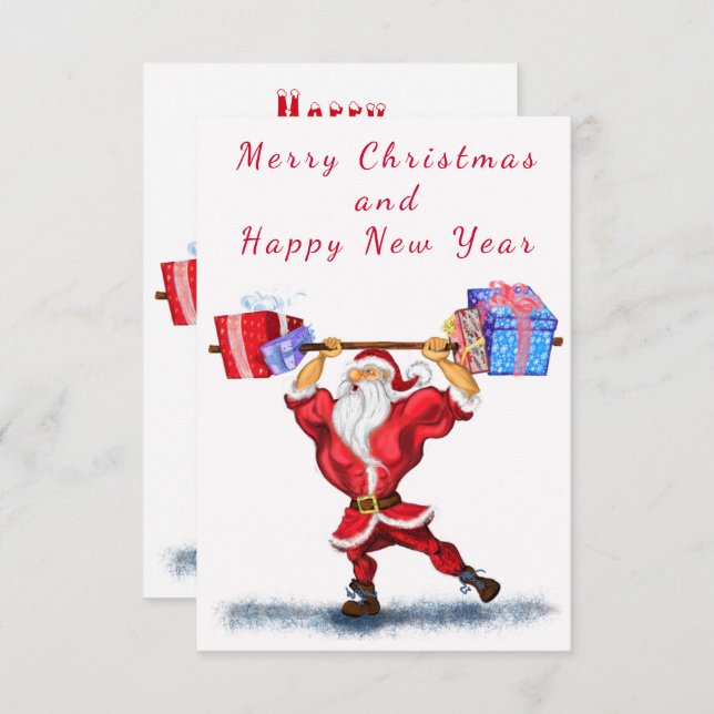 Bodybyggder Santa med presenter (Fram/baksida)