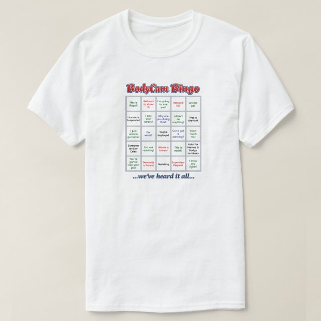 "BodyCam Bingo" (1) T-shirt (Design framsida)