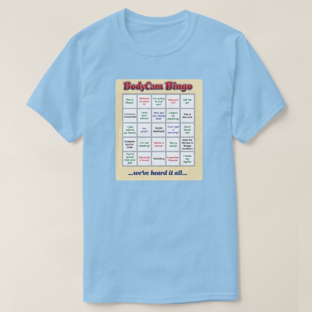 "BodyCam Bingo" (2) T-Shirt (Design framsida)