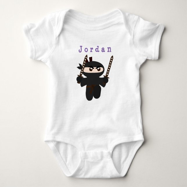 bodydräkt lustigt, ninja 01. Bysdräkt i baby T Shirt (Framsida)