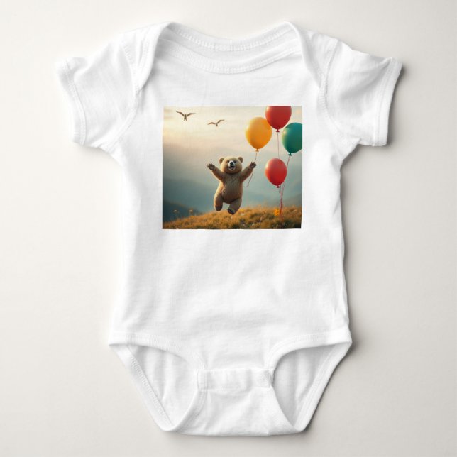 Bodydräkt Lycklig baby med ballonger T Shirt (Framsida)