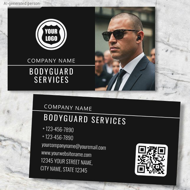 Bodyguardtjänster Modernt Foto Logo QR-kod Visitkort (Skapare uppladdad)