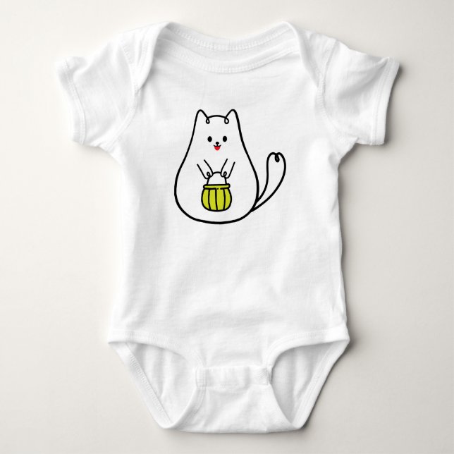 Bodykostdräkt lycklig Kattunge Baby T Shirt (Framsida)