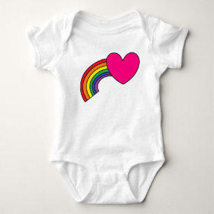 Bodykosten baby med regnbåge och Shock rosa Heart T Shirt