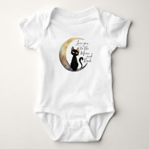 Bodykosten Måne och Black Cat Baby T Shirt