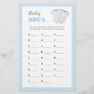 Bodykostym, babykläder, ABC-spel - blått Brevpapper
