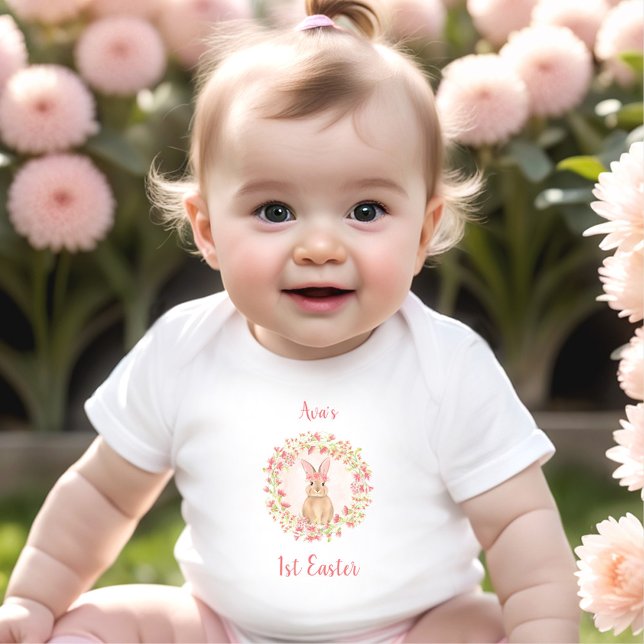Bodykostym för första Påsk-Personlig vid Baby T Shirt (First Easter Personalized Baby girl Baby Bodysuit)