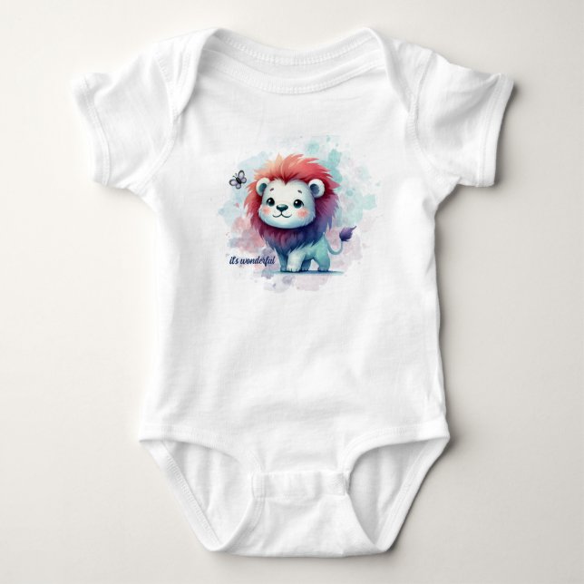 Bodykostym med lite Lejon i Blue T Shirt (Framsida)