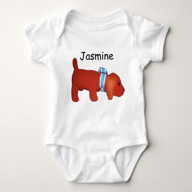 Bodykostym - Red Puppy Hund och Namn T Shirt (Framsida)