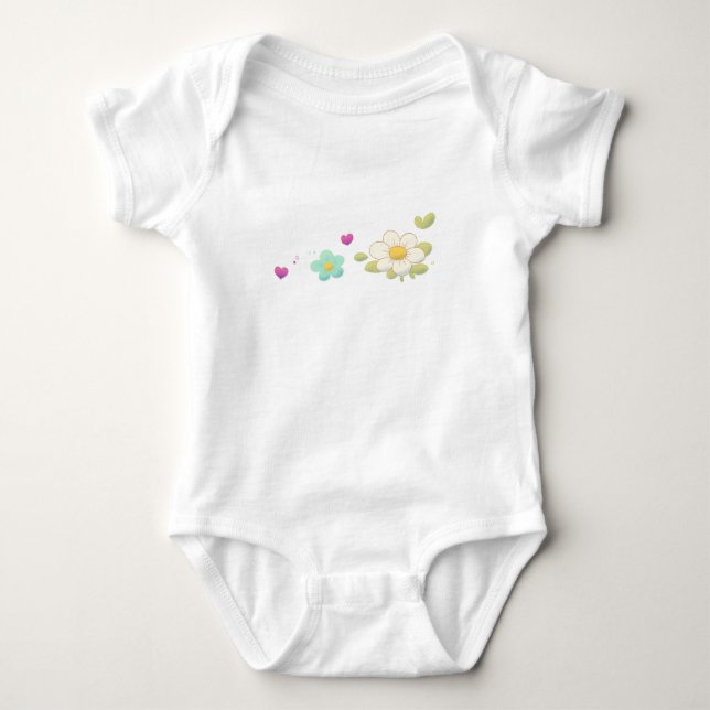 Bodysuit Cute Flower T Shirt (Framsida)