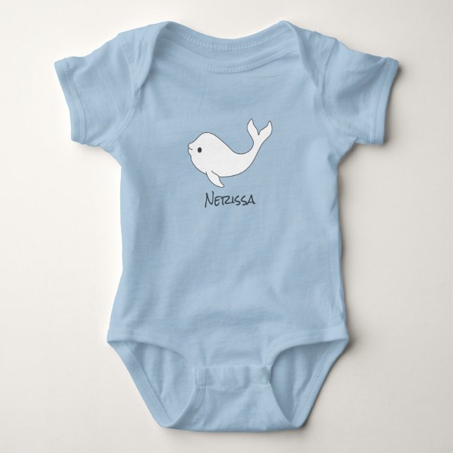 Bodysuit för baby för Belugavalnamn T Shirt (Framsida)