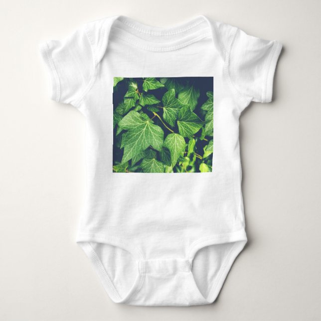 Bodysuit för baby för löv för murgrönalövgrönt t shirt (Framsida)