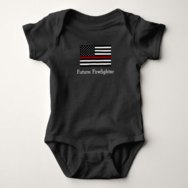 Bodysuit för brandmanbabyfotboll t shirt (Framsida)