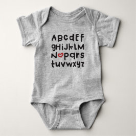 Bodysuit för hjärtaABC-baby T-shirt