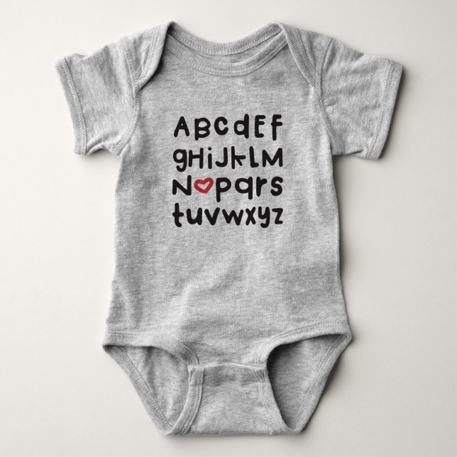 Bodysuit för hjärtaABC-baby Tee (Framsida)