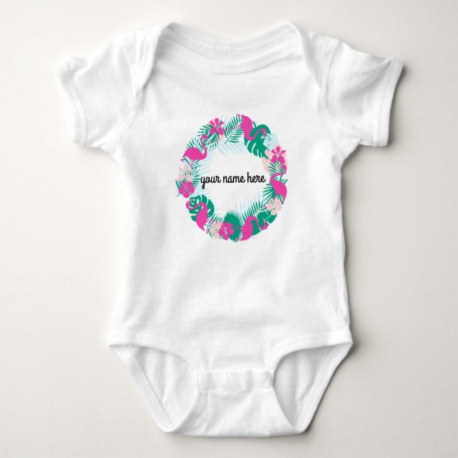 Bodysuit för personligFlamingobaby T Shirt (Framsida)