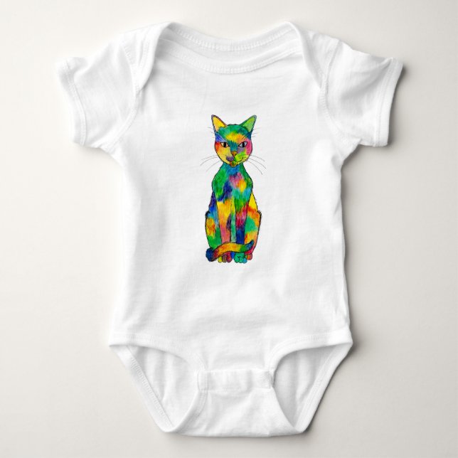 Bodysuit för regnbågekattbaby tee shirt (Framsida)