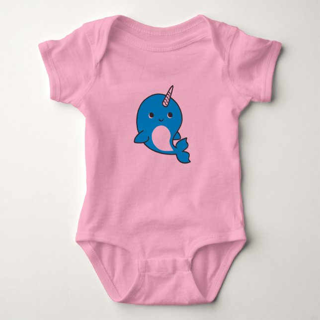Bodysuit för Tutu för blåttNarwhal flicka Tee Shirt (Framsida)