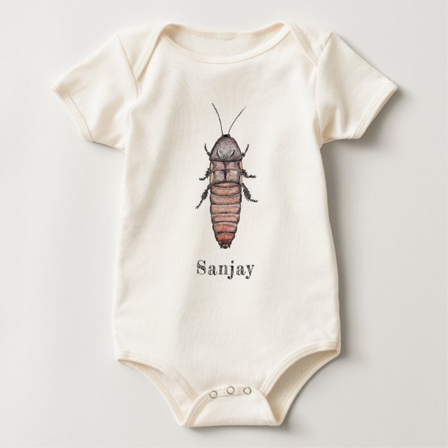 Bodysuit för väsningkackerlackababy t shirt (Framsida)