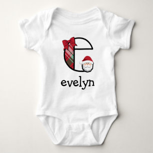 Bodysuit initialt e för flickaplädSanta jul T-shirt