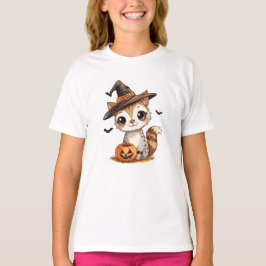 Bodysuits Cute Halloween Cat with Pumpkin T Shirt