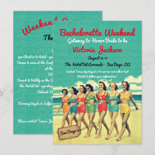 Boeach Getaway Birthday eller Bachelorette Destina Inbjudningar