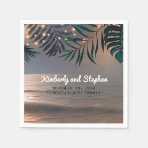 Boeach Sunset och Handflatan Ljus Destination Wedd Pappersservett