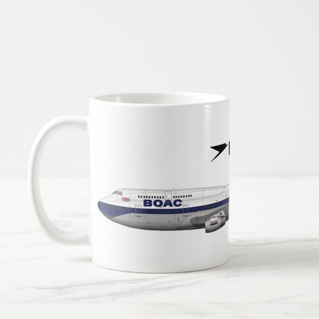Boeing 747-400 British Airways BOAC Retro Aviation Kaffemugg (Vänster)