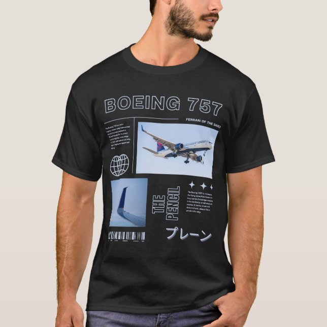 Boeing 757 Graphic Design T Shirt (Framsida)